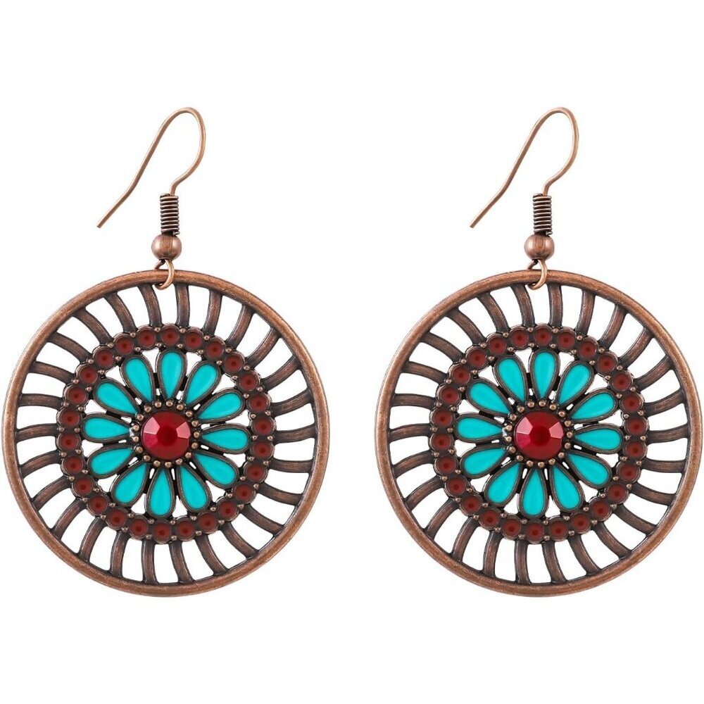 Bronze Flower Statement Vintage Cute Long Summer Earring for Women Jewelry